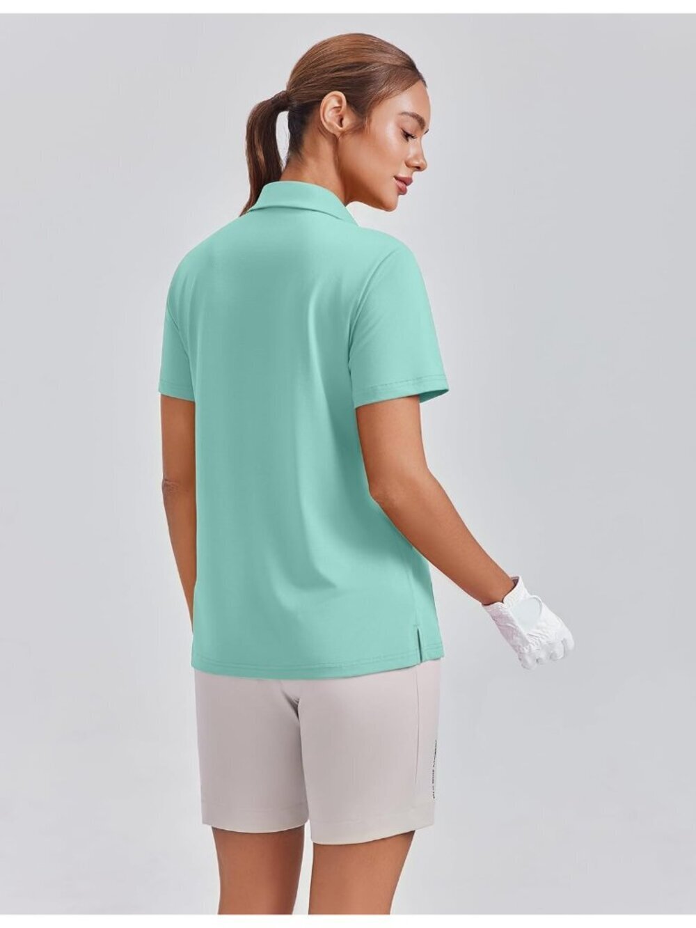 Women's Ice Green 4 Button Golf Polo UPF50+ Quick Dry Tennis Tops Relaxed Fit - Picture 2 of 6